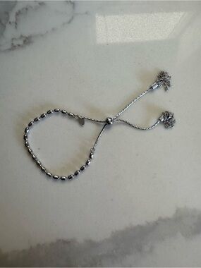 925 Sterling Silver Adjustable Beaded Bracelet From Italy